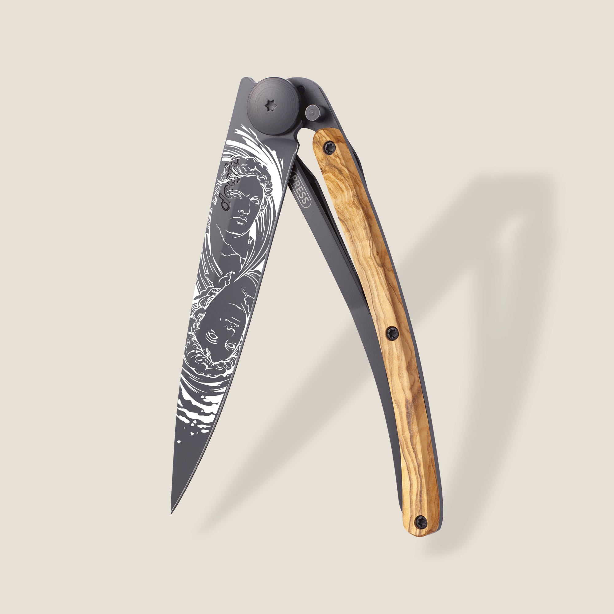 Deejo 37g Zodiac Zakmes – Gémeaux (Tweelingen) Olijfhout