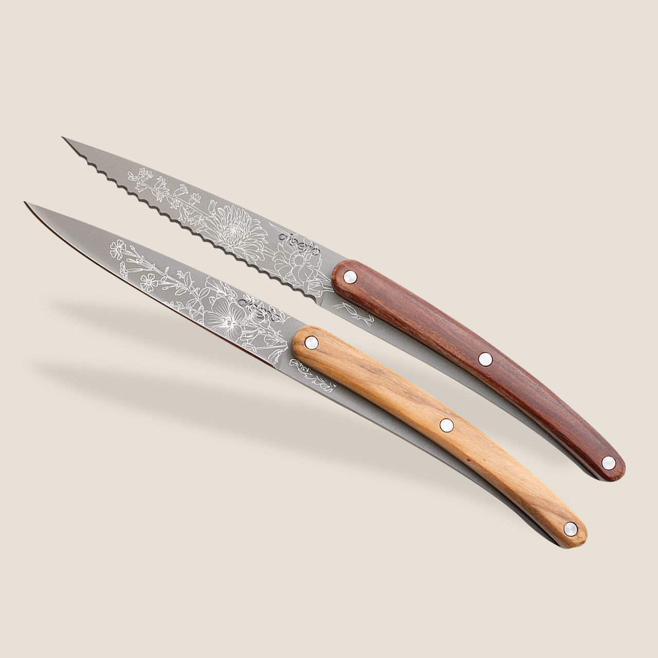 Deejo Office Messen Set – 2x Office Mes (Olivier & Koraalhout) Blossom