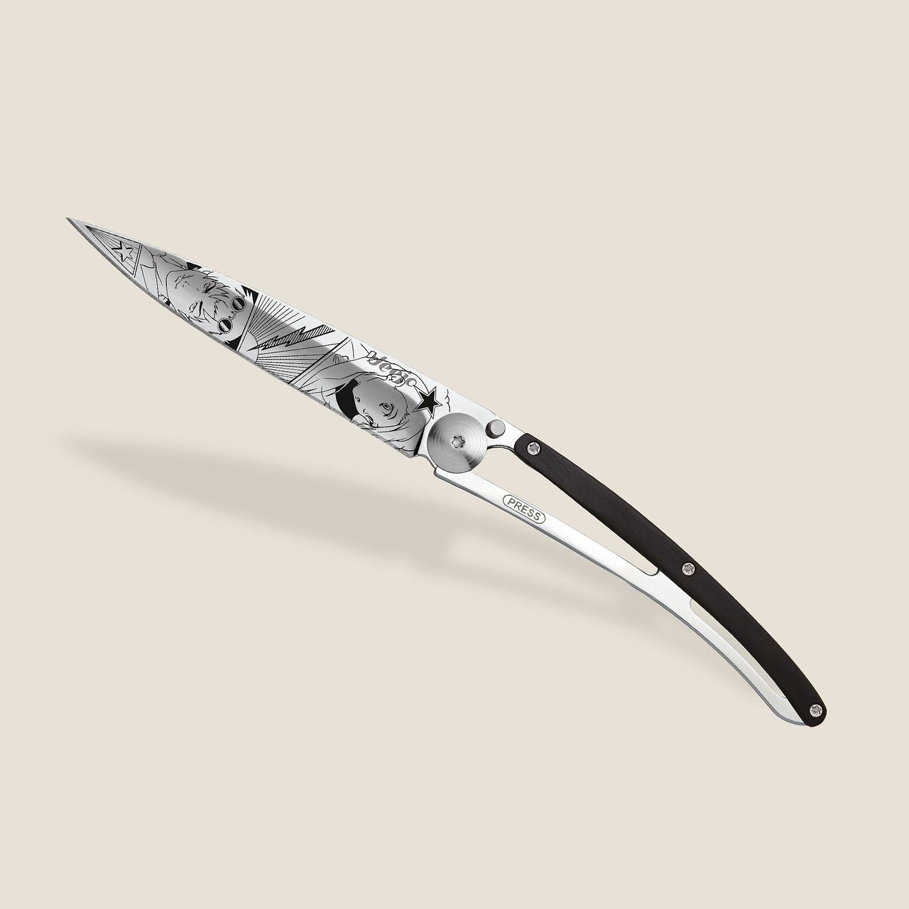Deejo 37g Zakmes – Manga Art Ebony Wood Design