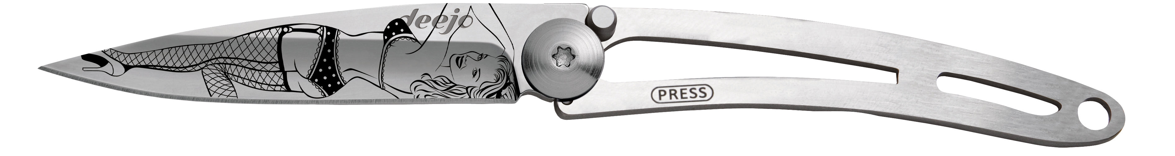 Deejo 15g Zakmes – Pin-Up Mirror Finish Sleutelhanger Mes (Naked Collection)