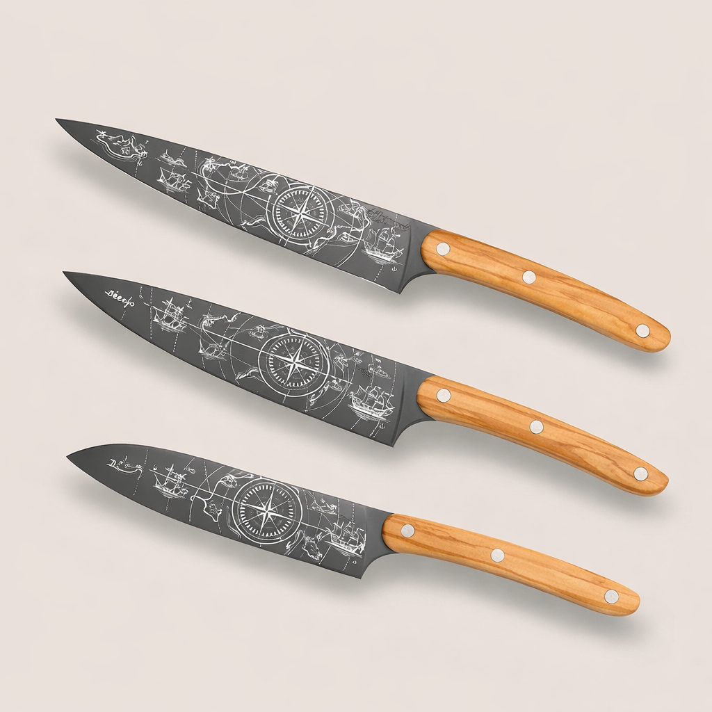 Deejo Terra Incognita Messenset – 3-delig (Carving, Chef & Santoku)