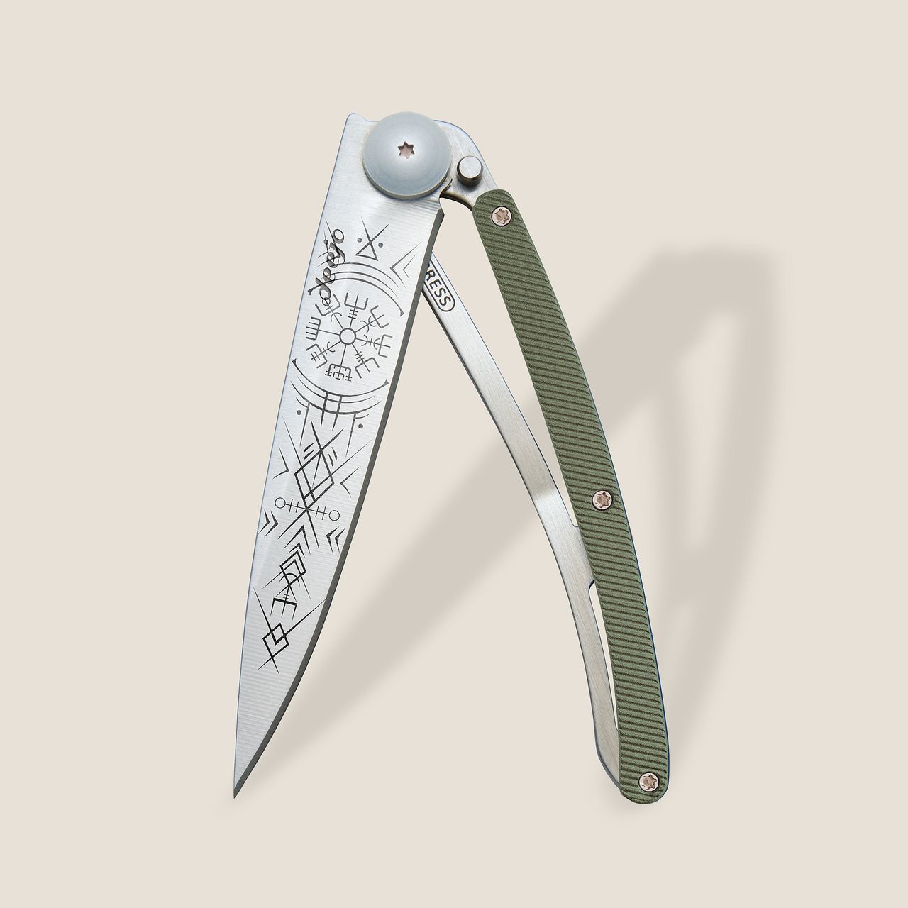 Deejo 37g Zakmes – Viking Vegvisir Alu Kaki Design