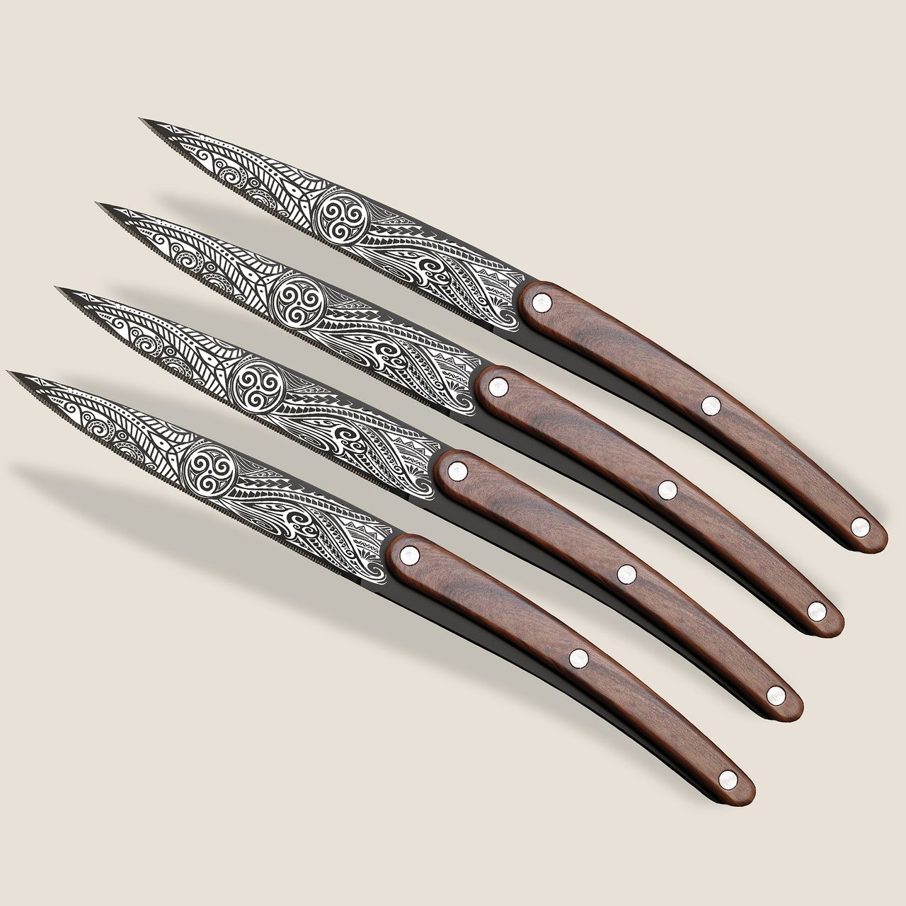 Deejo Tafelmessen Set (4 stuks) – Restaurant (Palissandre) Triskell
