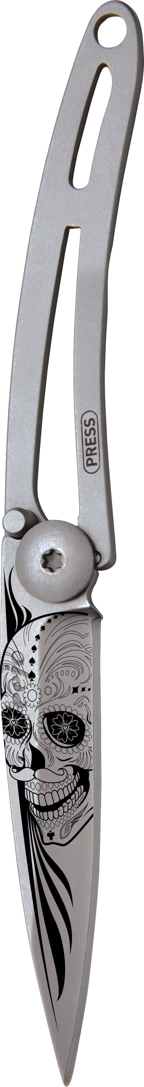 Deejo 15g Zakmes – Latino Skull Sleutelhanger Mes (Naked Collection)