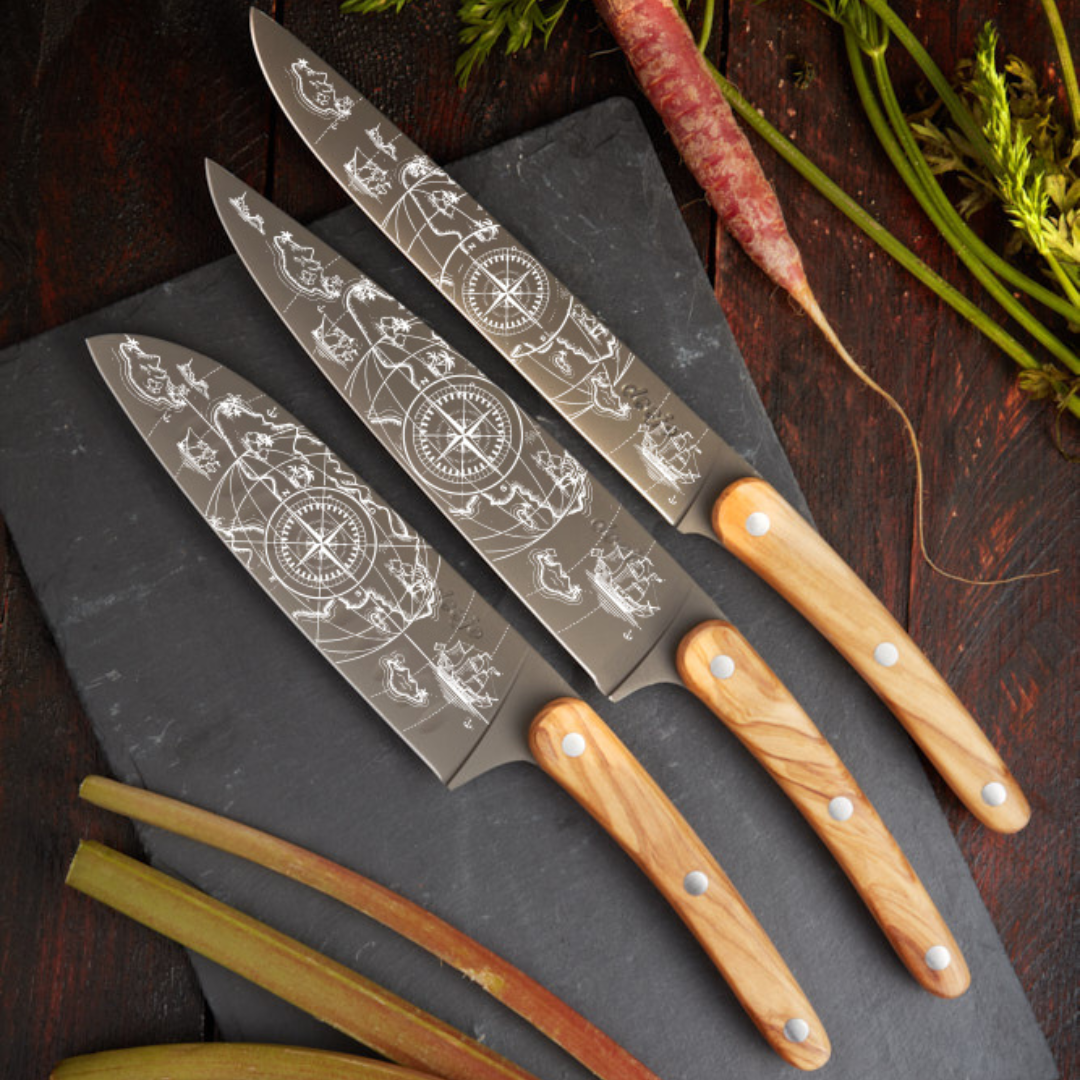 Deejo Terra Incognita Messenset – 3-delig (Carving, Chef & Santoku)