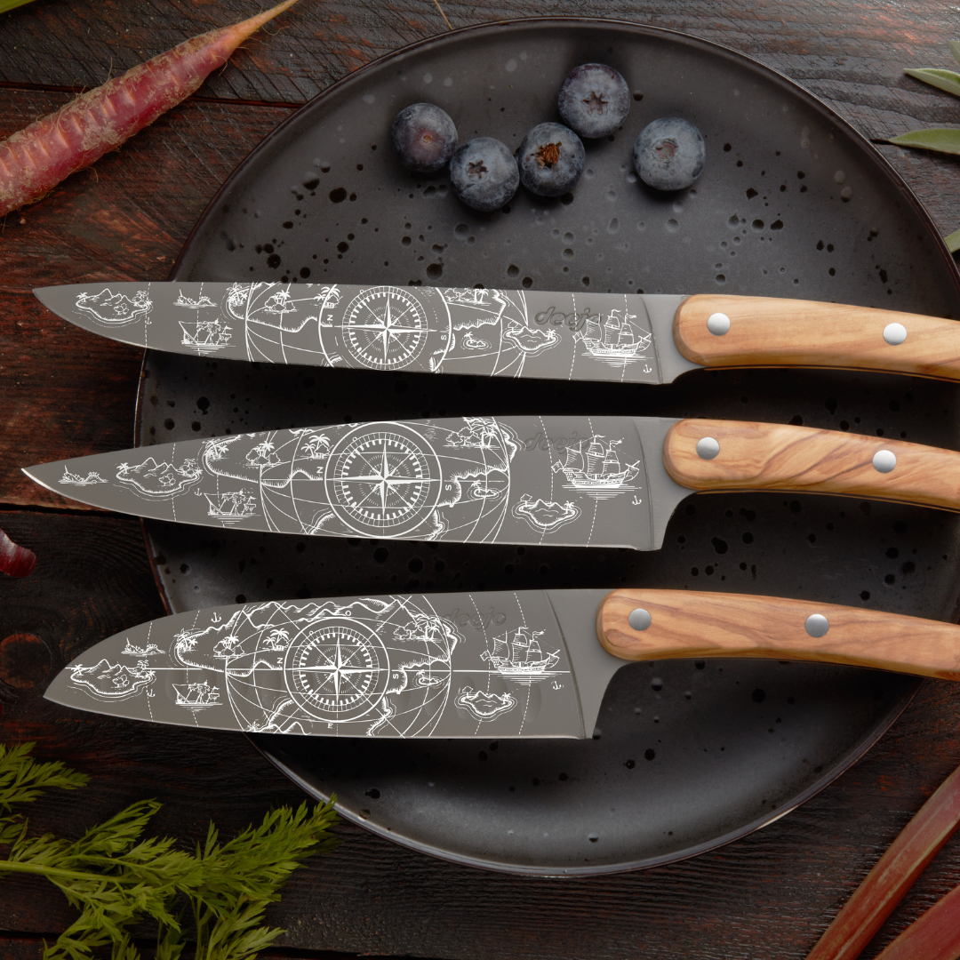 Deejo Terra Incognita Messenset – 3-delig (Carving, Chef & Santoku)