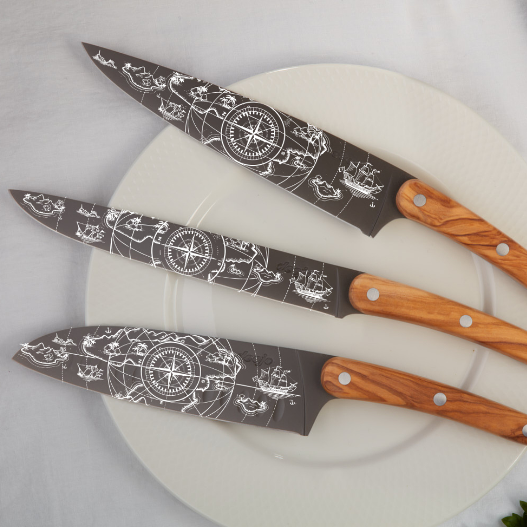 Deejo Terra Incognita Messenset – 3-delig (Carving, Chef & Santoku)